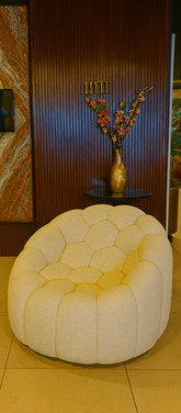 Luxe Bouclé Revolving Comfort Chair